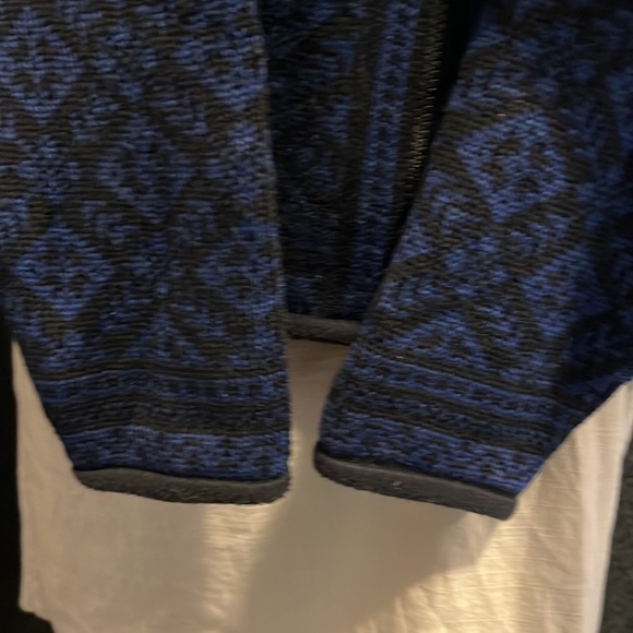 Heavy 100% Pure Wool Cardigan Black Blue full zip cardigan - Picture 3 of 8